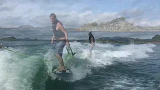 SETUP FOR WAKESURFING BEHIND A DIRECT DRIVE BOAT SEE WHAT 2300LBS OF BALLASTS & SWELL WAKESHAPER DO