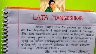 Biography Of Lata Mangeshkar | 200 Words Writing On Lata-didi