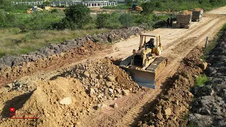 Great Power Komatsu Bulldozer Expertise Stronger Pushing Gravel Building New Road
