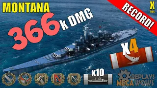 Montana 4 Kills & 366k Damage | World of Warships Gameplay