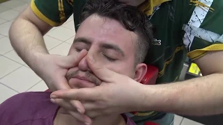 ASMR= turkish barber massage= head,arm,face,back massage= kafa,sırt,kol,masajı=MUHTEŞEM KAFA MASAJ'