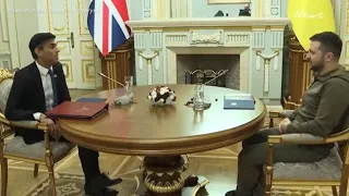UK Prime Minister Rishi Sunak arrives in Ukraine to meet Volodymyr Zelensky