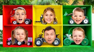 Five Kids and Colors for Children to Learn with Toys Street Vehicles