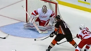 Perry roofs backhander top-shelf past Mrazek