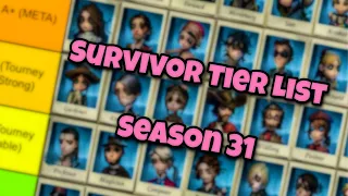 Identity V Survivor Tier List! BEST AND WORST! (TOP Player) SEASON 31