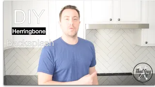 DIY herringbone pattern kitchen backsplash with matte white subway tiles (How to video)