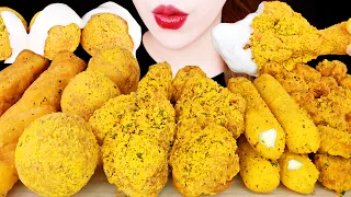 ASMR FRIED CHICKEN, CHEESE STICK, CHEESE BALL, TWISTED BRED STICK EATING SOUNDS MUKBANG 먹방 咀嚼音