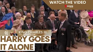 Prince Harry arrives solo at King Charles' coronation | 7NEWS