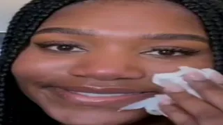 stan twitter : tiarah nelson wiping her tears with toilet paper