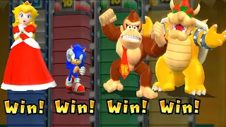 Mario Party 9 Mod Step It Up - Sonic vs Peach vs bowser vs Donkey Kong #MarioGame