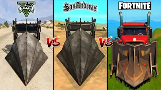 GTA 5 BIG RAMP CAR VS GTA SAN ANDREAS BIG RAMP CAR VS FORTNITE BIG RAMP CAR - WHICH IS BEST?