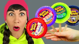 Mukbang 손가락 가족 노래 먹는 비디오 Lollipops Hubba Bubba ASMR HUBABO