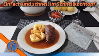 German beef roulades fast and easy cooked in pressure cooker