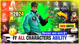 Ability Of All Freefire Character 2024 Full Details| All characters skill in Freefire| AR ROWDY 99✓