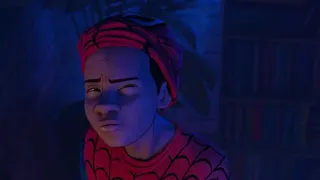 Miles Morales interrogates Peter Parker from another dimensions-Spider-Man Into The Spider Verse