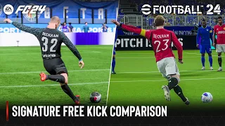 EA SPORTS FC 24 vs eFootball 2024 | Signature Free Kick Comparison