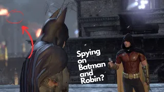 Redhood spies on Batman and Robin (Arkham verse)