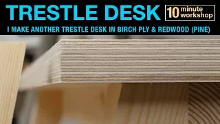 Trestle Desk in Birch ply and Redwood (Pine) #143