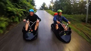 Downhill kart racing in the rain | Scenic Track - Skyline Luge Rotorua | GoPro Hero 5 & Removu S1