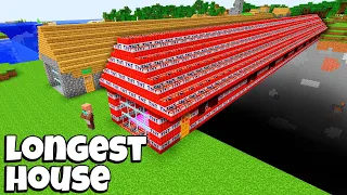 What's INSIDE the LONGEST HOUSES in Minecraft ? VILLAGE HOUSE vs TNT HOUSE ! Where is THE PORTAL?