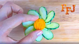 Cut the Carrot just so & Place it on Pile of Cucumber Petals & It Becomes a Great Ornament