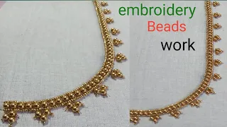 beads embroidery for beginners ll beads work design for blouse👌ll #aariembroidery9.0