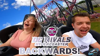 Riding DC Rivals BACKWARDS! Insane First Time Reaction at Warner Bros Movie World Australia