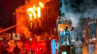 Give a 2nd Alarm! CORNICE COLLAPSE! FDNY Battles Heavy Flames at Brooklyn Brownstone Fire [ Box 934]