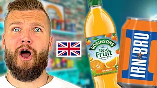 Americans Taste Test British Drinks! (Robinsons Real Fruit, IRN BRU, & More)