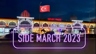 Side Evrenseki & Kumköy. Evening bazaar & shops walktour March 2023. Manavgat Antalya Turkiye Turkey
