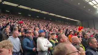 The kop singing jota's song after scoring last minute win over Tottenham Hotspurs