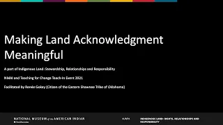 Making Land Acknowledgment Meaningful