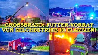 +++ FLAMMENINFERNO AUF BAUERNHOF +++ LAGERHALLE IN VOLLBRAND | FEUERWEHR | GTLF 9000 | GROSSEINSATZ