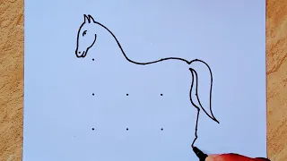 How to draw a Horse from 4×3 dots easy step by step // Easy Horse drawing // Horse Rangoli