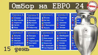 Отбор на Евро 2024. 6-й тур (15-й день). Таблицы. Результаты. Расписание.