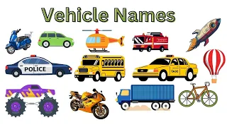 Vehicle Names-Types of Vehicles in English | Vocabulary Words for Vehicles | Modes of Transportation