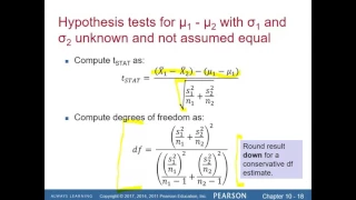 Ch 10 - Independent samples with unequal variances