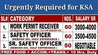 60 Safety Officer Urgently Required for KSA @hsestudyguide