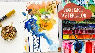 Abstract Watercolor Art Journaling with Gold Leaf