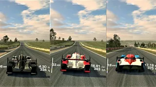 Porche 919 Hybrid  Vs Audi R18 E Tron Vs Nissan GTR LM Nismo | REAL RACING 3 4K Gameplay|Comparison