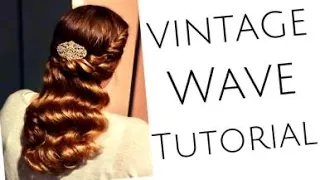 Learn Gorgeous Vintage Waves updo - half-up hairstyle on long hair