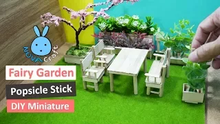 Chair and Table Popsicle Sticks in Garden Awesome Hot Glue DIY Life Hacks for Crafting Art #012