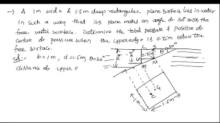 problem on total pressure and center of pressure for a body submerged in flu