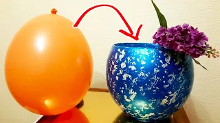 How to Make a Vase with White Cement and Balloon. Fast Step by Step - With All Secrets