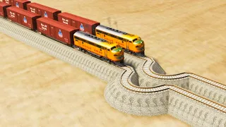 Big Mistakes on Rail Tracks Impossible Snake Shape Rail Tracks Vs Trains !!! Train pal BeamNG.Drive