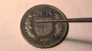 5 швейцарских франков 1994 года