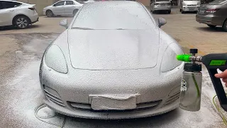 Satisfying Porsche Panamera Detailing: Foam Wash &Wax  (ASMR)