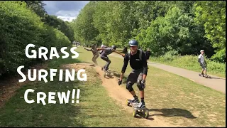 FINALLY!!! Back out with mates for some grass surfing fun! With Evolve Electric Skateboards