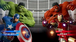 Hulk & Captain America VS Red Hulk & Red Iron Man - Marvel vs Capcom Infinite