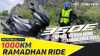 ZONTES 350E 1000KM RAMADHAN ENDURANCE RIDE | MAX SPEED | FULL TANK MAX MILEAGE | SPORT VS ECO MODE